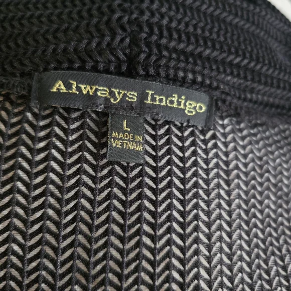 Long Open-Front Black Ribbed Cardigan - Picture 3 of 4